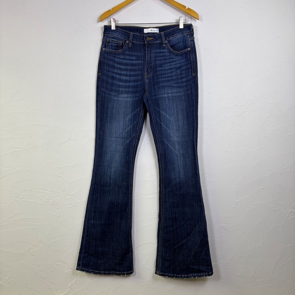 KanCan Jeans Women 11/29 Dark Wash High Rise Flare Denim Boho Chic Tall